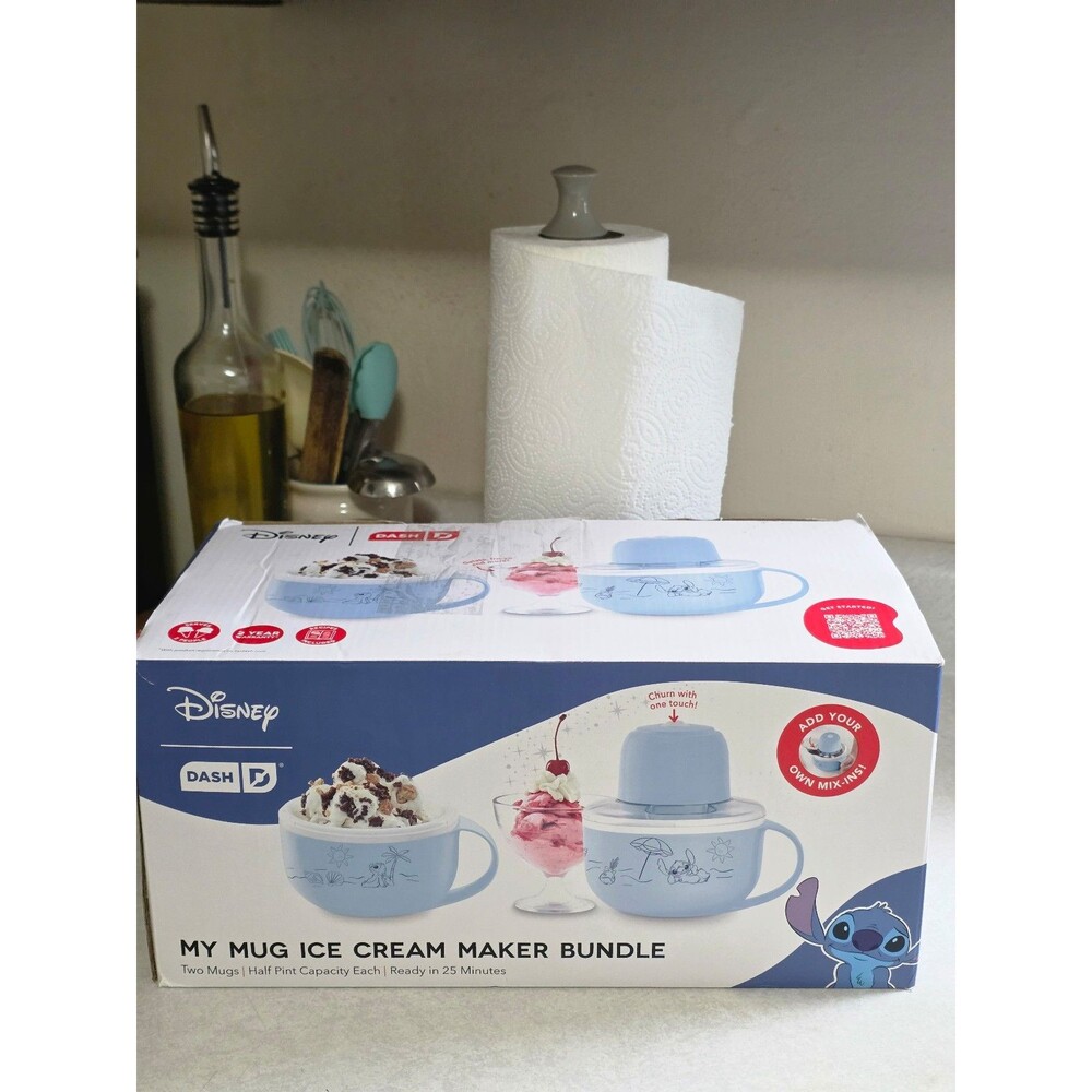 Disney Dash My Mug Ice Cream Maker Bundle Stitch 2025 Recipes Included